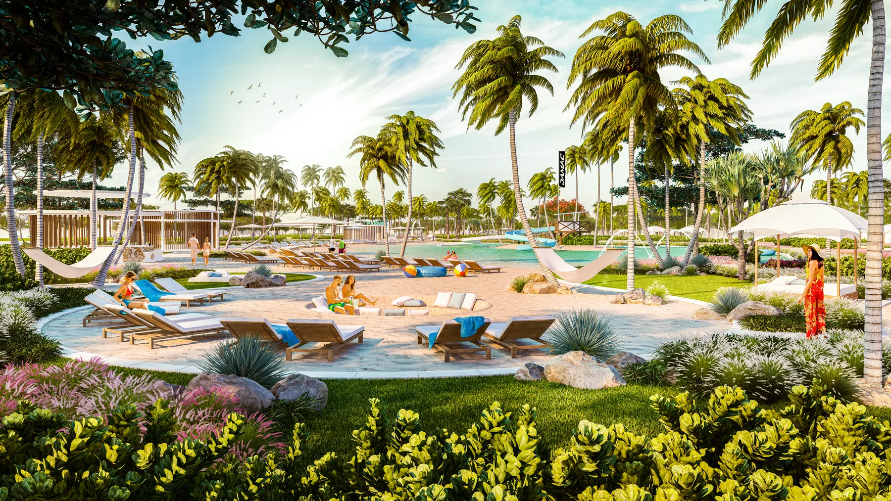 Beach-style relaxation area